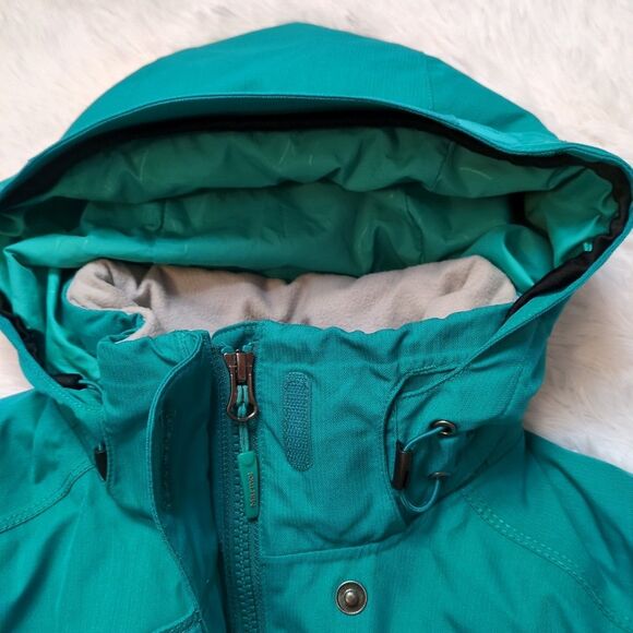 Marmot Portillo Insulated Jacket Blue Green Teal Hooded Snap Coat Women's Small - Picture 15 of 16
